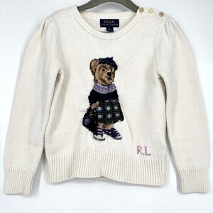 Polo Ralph Lauren Girl's Bear Sweater Ivory